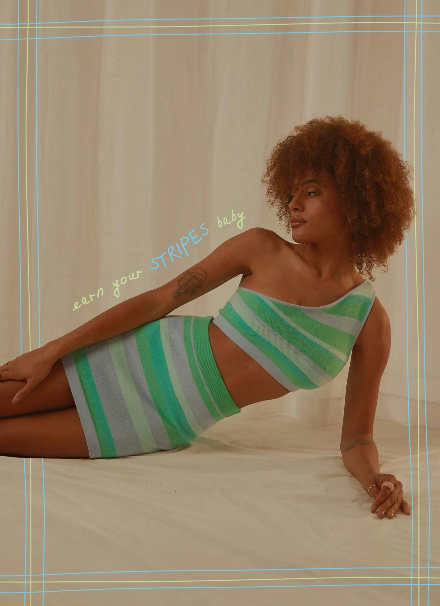 Chasing Stars Knit Mini Skirt - Blue Stripe 2 Chasing Stars Knit Mini Skirt - Blue Stripe - Image 2