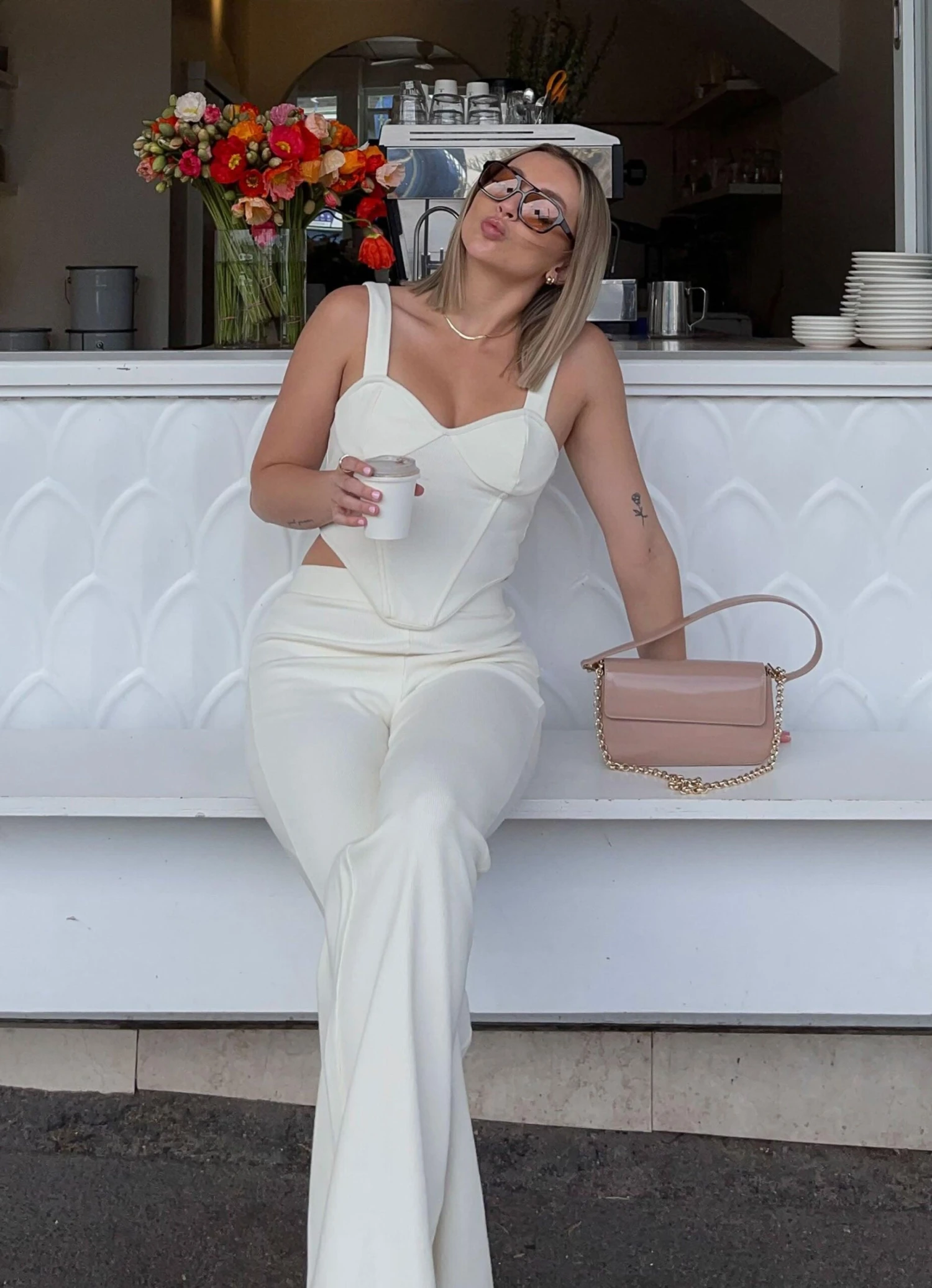 Jaide Organic Cotton Rib Corset Top - Ivory 2 Jaide Organic Cotton Rib Corset Top - Ivory - Image 2