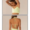 Warmer Water Terry Halter Crop - Lime Green