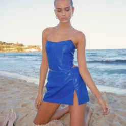 Sao Paulo Mini Skirt - Cobalt PU