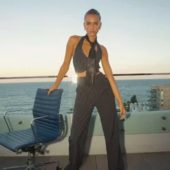 Hollywood Boulevard Vest Crop - Pinstripe -Stylo Craze Sales Store Midnight soiree ECOM CROPS 59 scaled