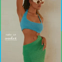 Jet Set Crochet Mini Dress - Blue Lagoon