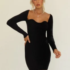 Vana Knit Mini Dress - Black