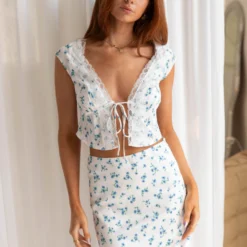 Picnic Date Floral Top - Blue Blooms -Stylo Craze Sales Store Peppermayo 11.08.23 picnic date 2 scaled