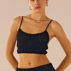 Beautiful Liar Linen Crop Top - Black