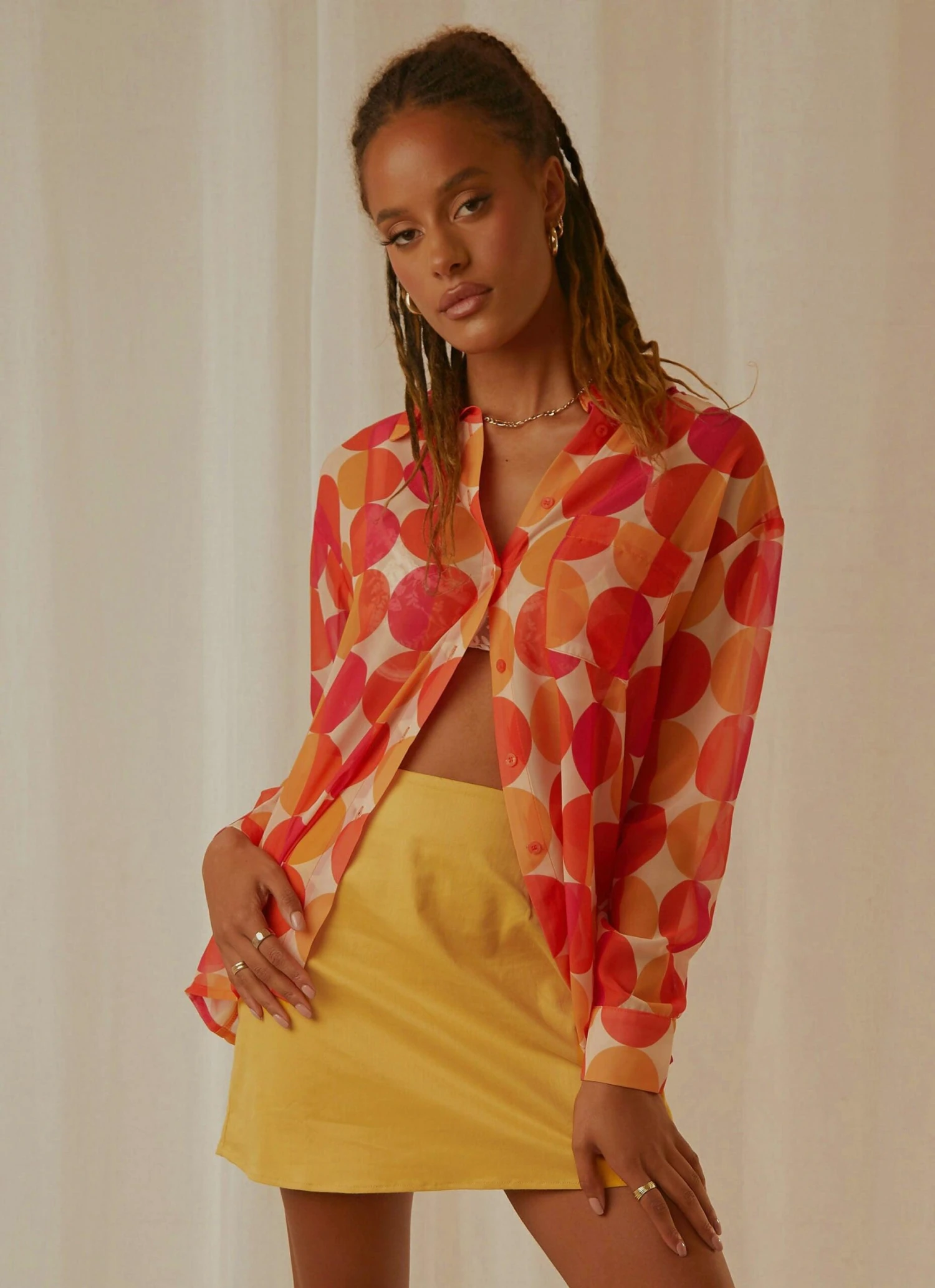 Paradise Found Sheer Shirt - Sunset Geo 2 Paradise Found Sheer Shirt - Sunset Geo - Image 2