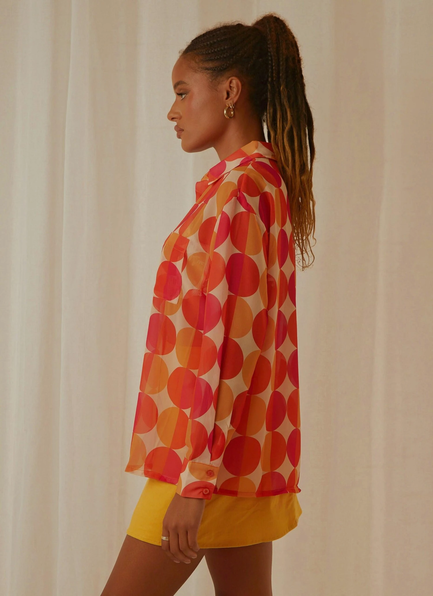 Paradise Found Sheer Shirt - Sunset Geo 4 Paradise Found Sheer Shirt - Sunset Geo - Image 4