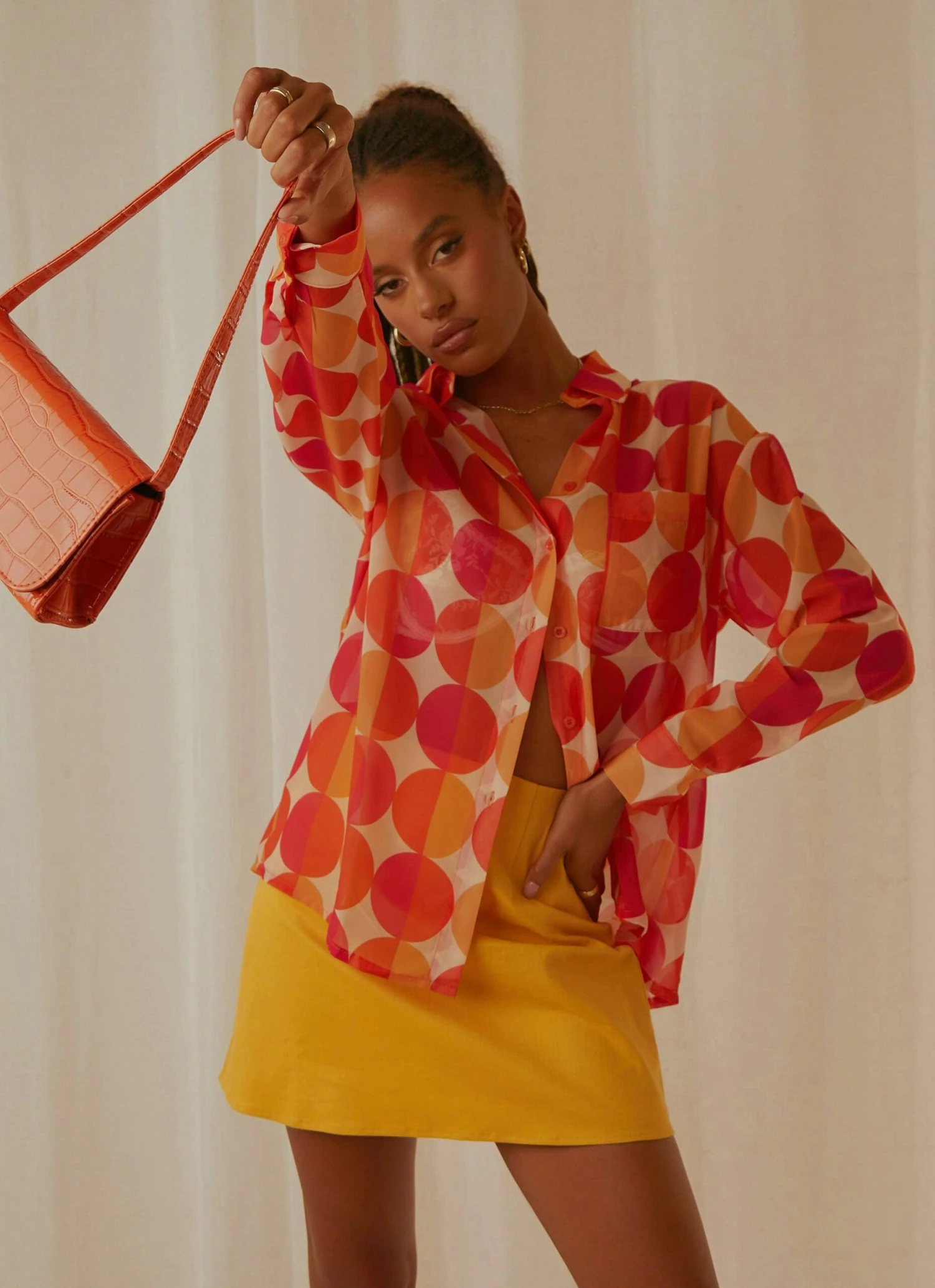 Paradise Found Sheer Shirt - Sunset Geo 1 Paradise Found Sheer Shirt - Sunset Geo