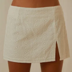 Field Dreams Mini Skirt - White Broderie