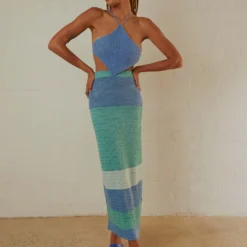 Sand Dunes Crochet Maxi Skirt - Azure Stripe -Stylo Craze Sales Store Peppermayo Jenaya 7.2.22 P4 56 scaled