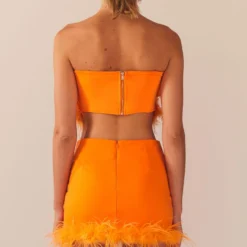 The Night Is Ours Feather Crop Top - Tangerine -Stylo Craze Sales Store Peppermayo Kiana 1.12.22 39 scaled