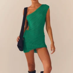 Percilla Ladder Knit Mini Dress - Evergreen