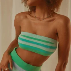 Sweet Talker Knit Crop Top - Blue Stripe