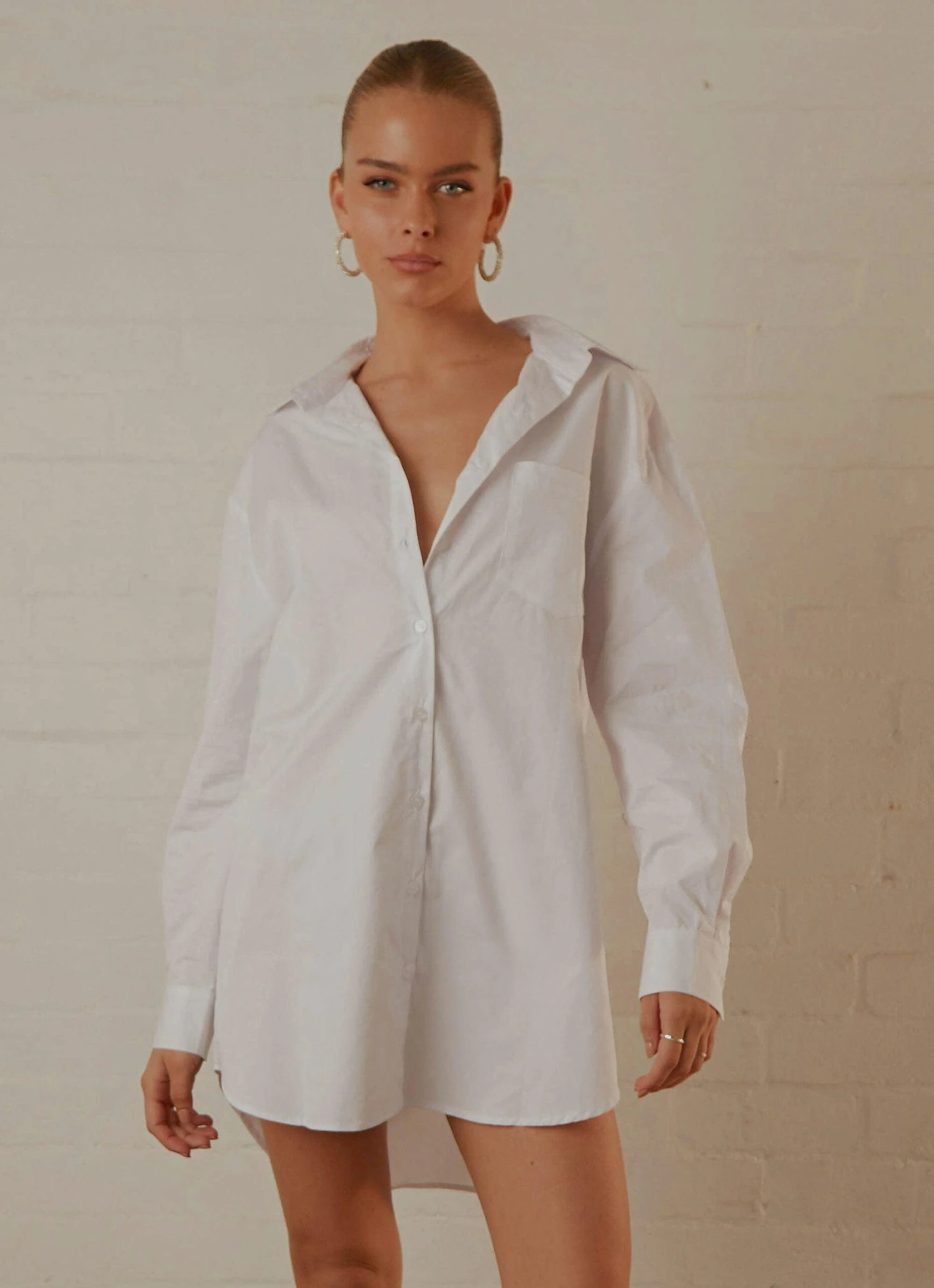 Downtown Love Shirt Dress - White 3 Downtown Love Shirt Dress - White - Image 3