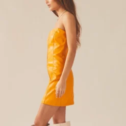 Cool And Calm PU Dress - Orange 8 Cool And Calm PU Dress - Orange -Stylo Craze Sales Store acd54613413f4bf7a19da374915bf033