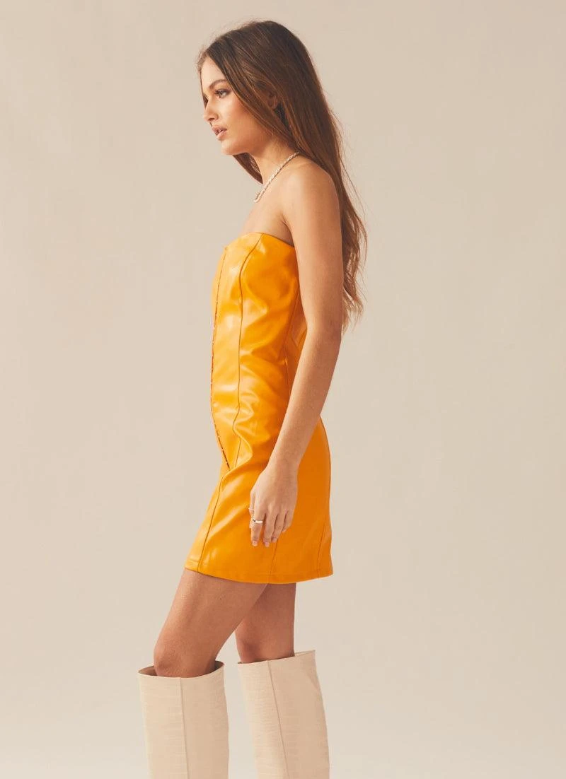 Cool And Calm PU Dress - Orange 3 Cool And Calm PU Dress - Orange - Image 3