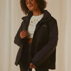 Afends Streetlights Unisex Recyled Nylon Anorak - Black