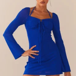 Make A Move Mesh Mini Dress - Rolling Waters