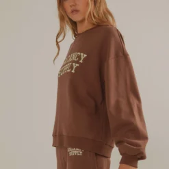 Camp Varsity Crewneck - Choc Brown