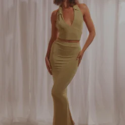 On Arrival Midi Skirt - Lime Green