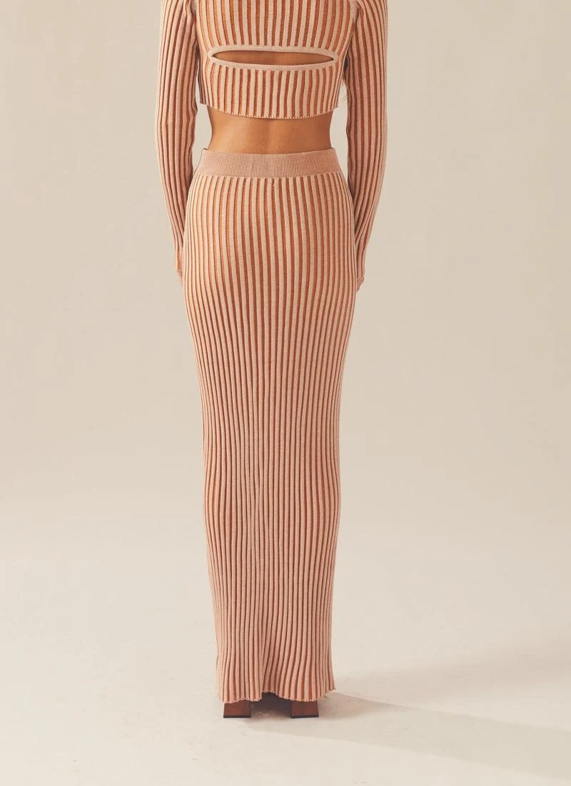 Gwen Two-Tone Knit Skirt - Terracotta 5 Gwen Two-Tone Knit Skirt - Terracotta - Image 5