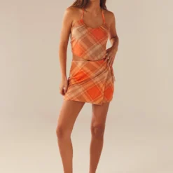 Sunset Feel Wrap Mini Skirt - Saffron