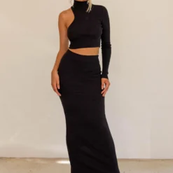 Toxic Dream Knit Maxi Skirt - Raven