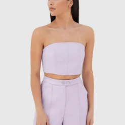 4TH & RECKLESS Tropez Leather Top - Lilac