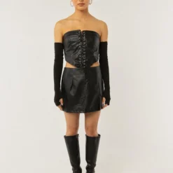 Night Turns Into Morning PU Bustier - Black PU -Stylo Craze Sales Store cc106c6ff74e4f7b80dafcaf4a52b610