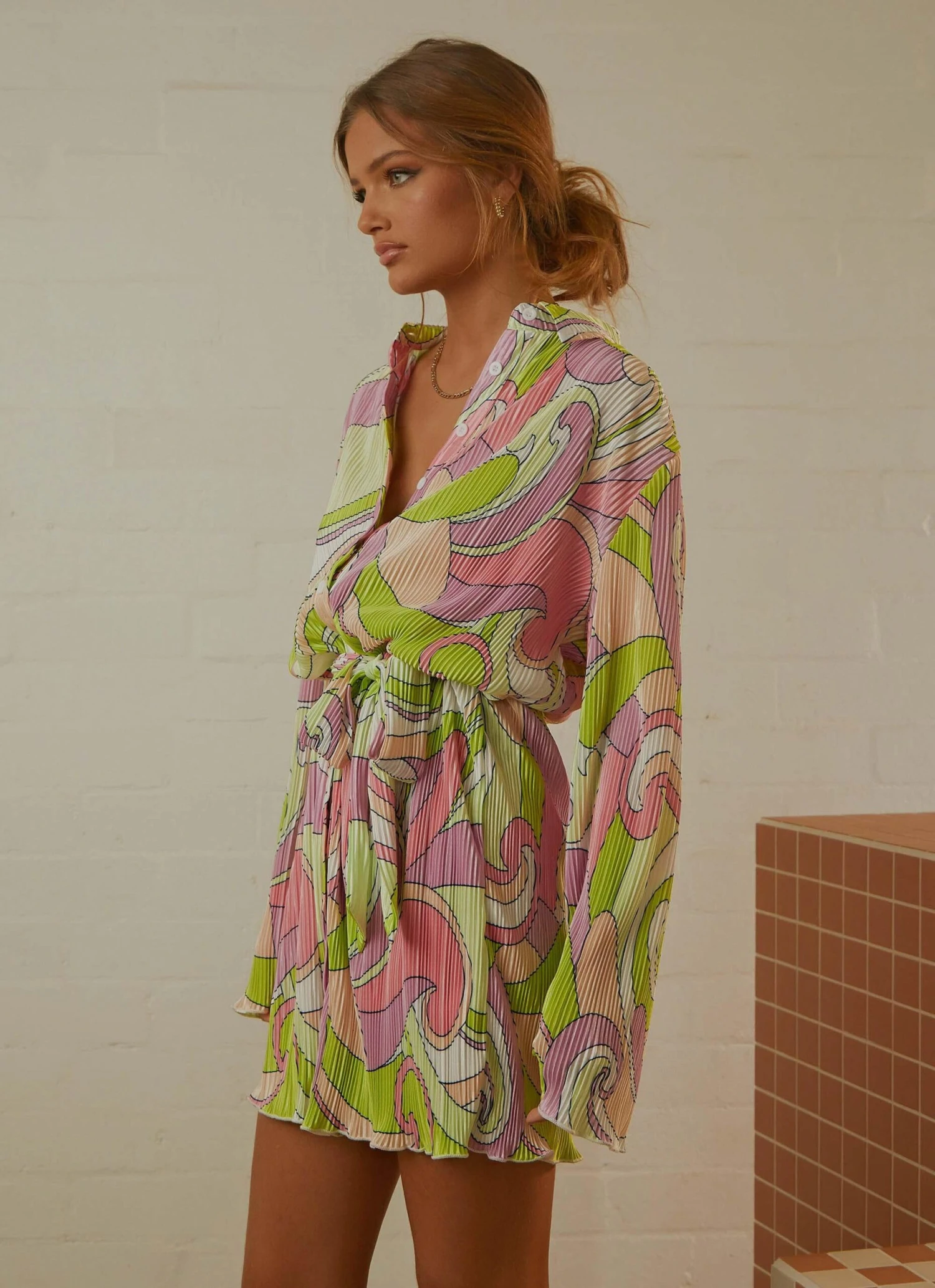 Soho Chic Shirt Dress - Retro Swirl 5 Soho Chic Shirt Dress - Retro Swirl - Image 5