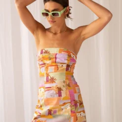 Sun And Sand Bustier Mini Dress - Sunset Building