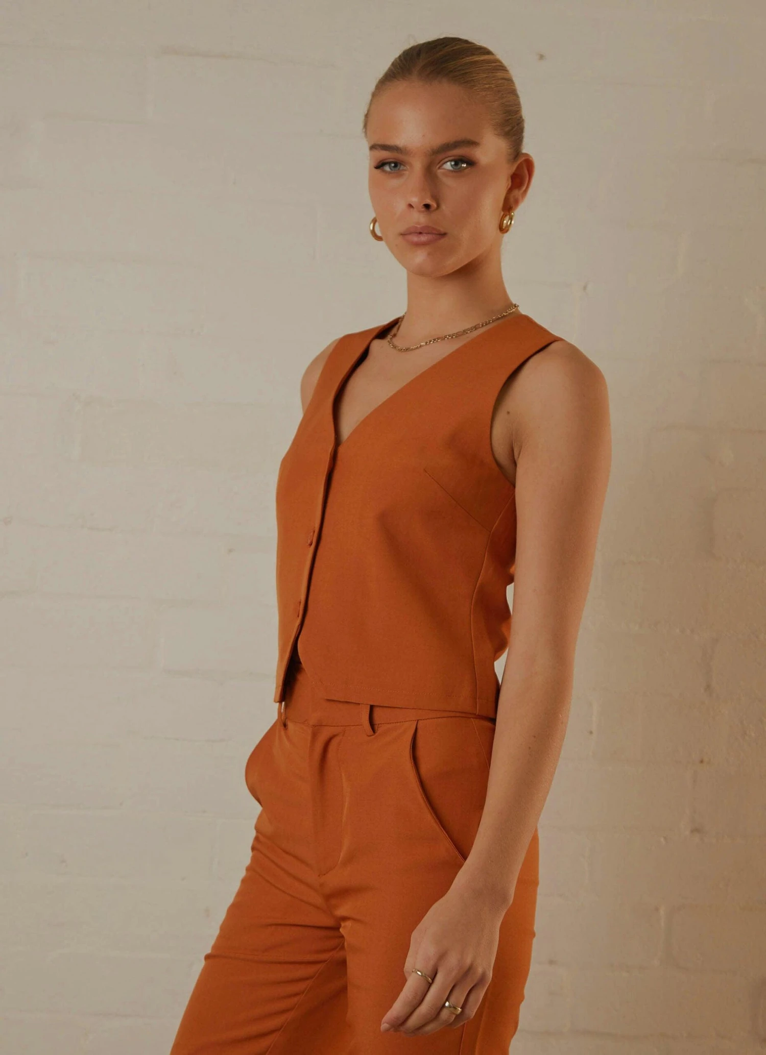 Tess Suit Vest - Terracotta 2 Tess Suit Vest - Terracotta - Image 2