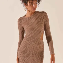 Angels Wing Mini Dress - Taupe