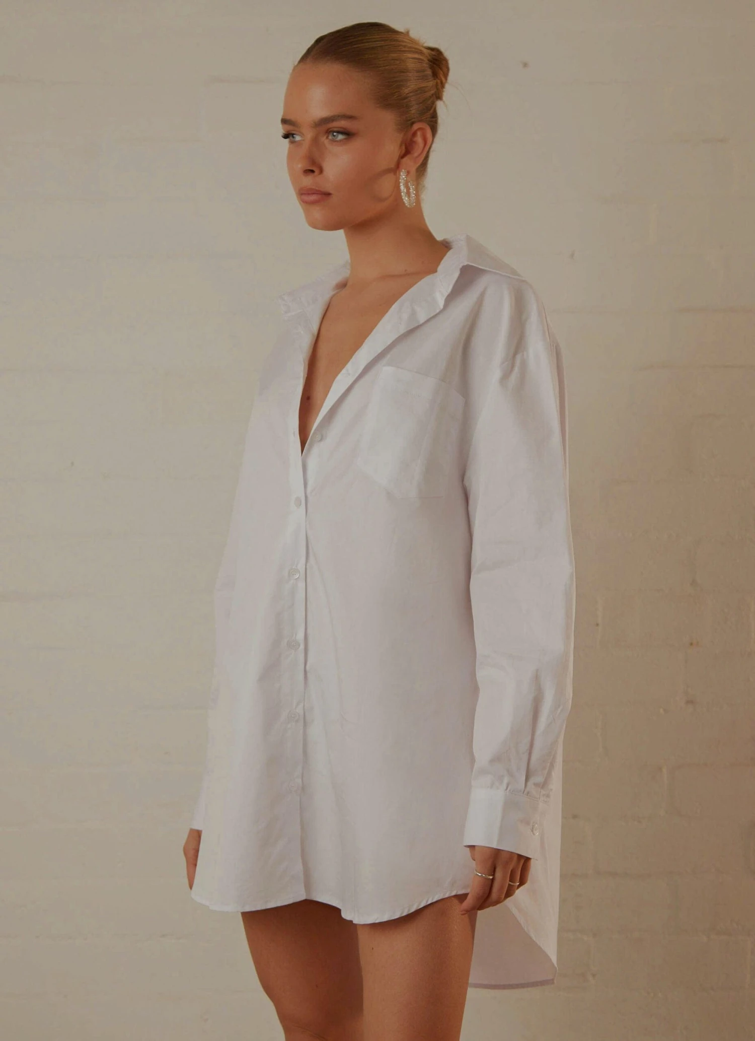 Downtown Love Shirt Dress - White 4 Downtown Love Shirt Dress - White - Image 4