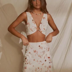 From The Beach Linen Mini Skirt - Safari