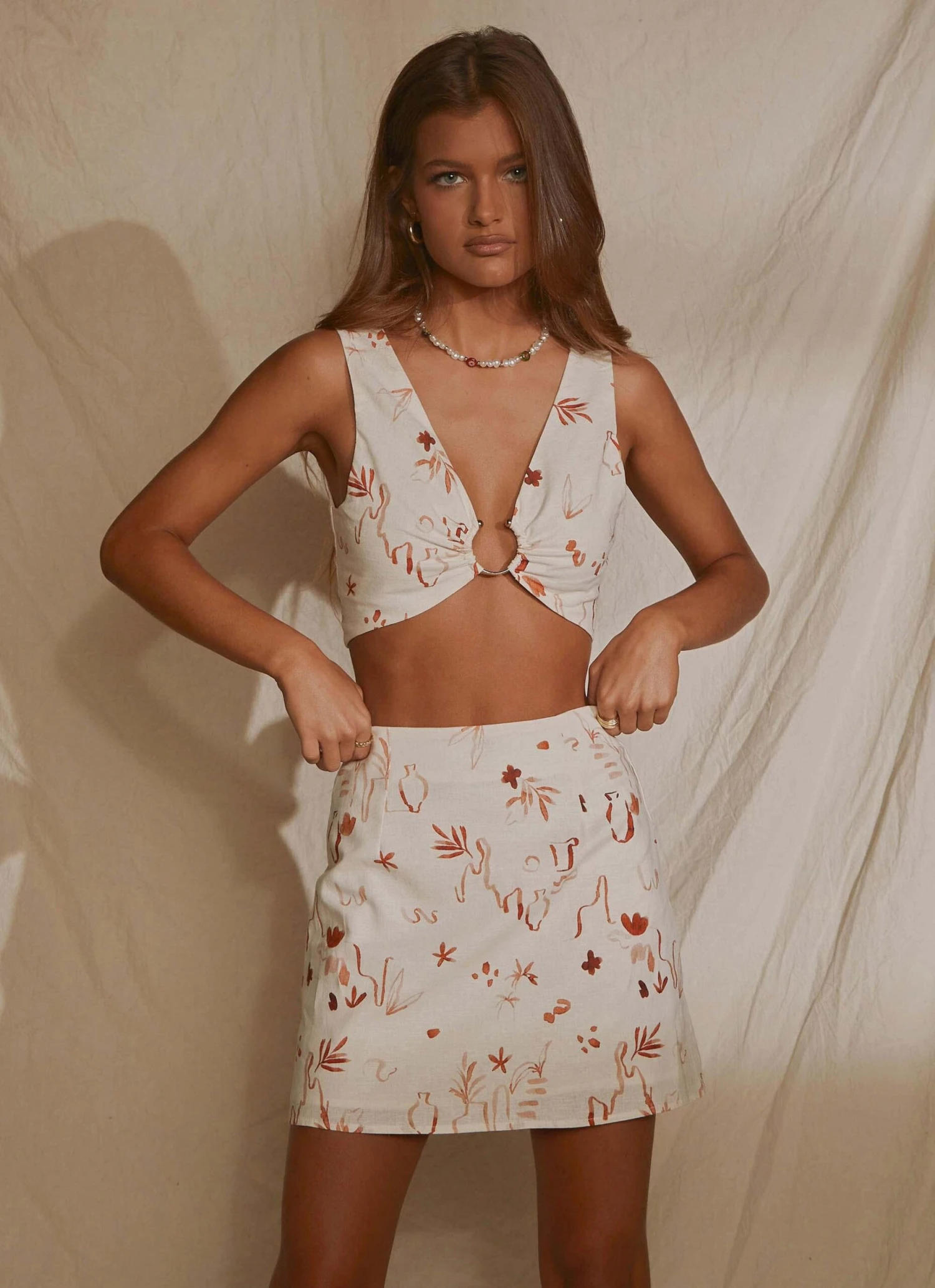 From The Beach Linen Mini Skirt - Safari 1 From The Beach Linen Mini Skirt - Safari