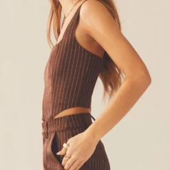 Talula Pinstripe Bustier - Chocolate -Stylo Craze Sales Store e3ec4d66a2734e379414ae8093d68870