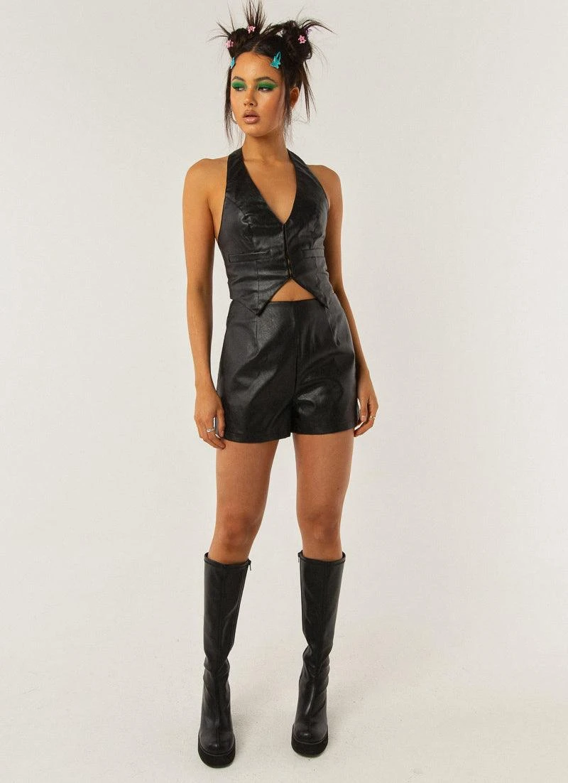 Music Muse Vest Top - Black PU 2 Music Muse Vest Top - Black PU - Image 2