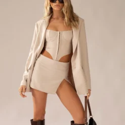 Maggie Mini Skirt - Stone