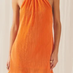 Love From Europe Halter Plisse Dress - Tangerine -Stylo Craze Sales Store f0cadf1c7c164be0988b59e7d067bd23
