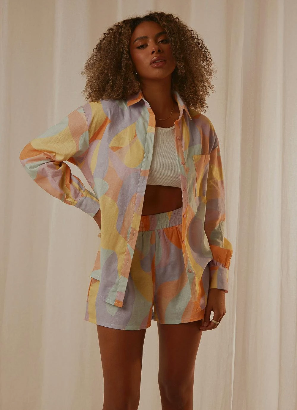 Emme Linen Shirt - Pastel Wave 3 Emme Linen Shirt - Pastel Wave - Image 3