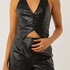 Music Muse Vest Top - Black PU