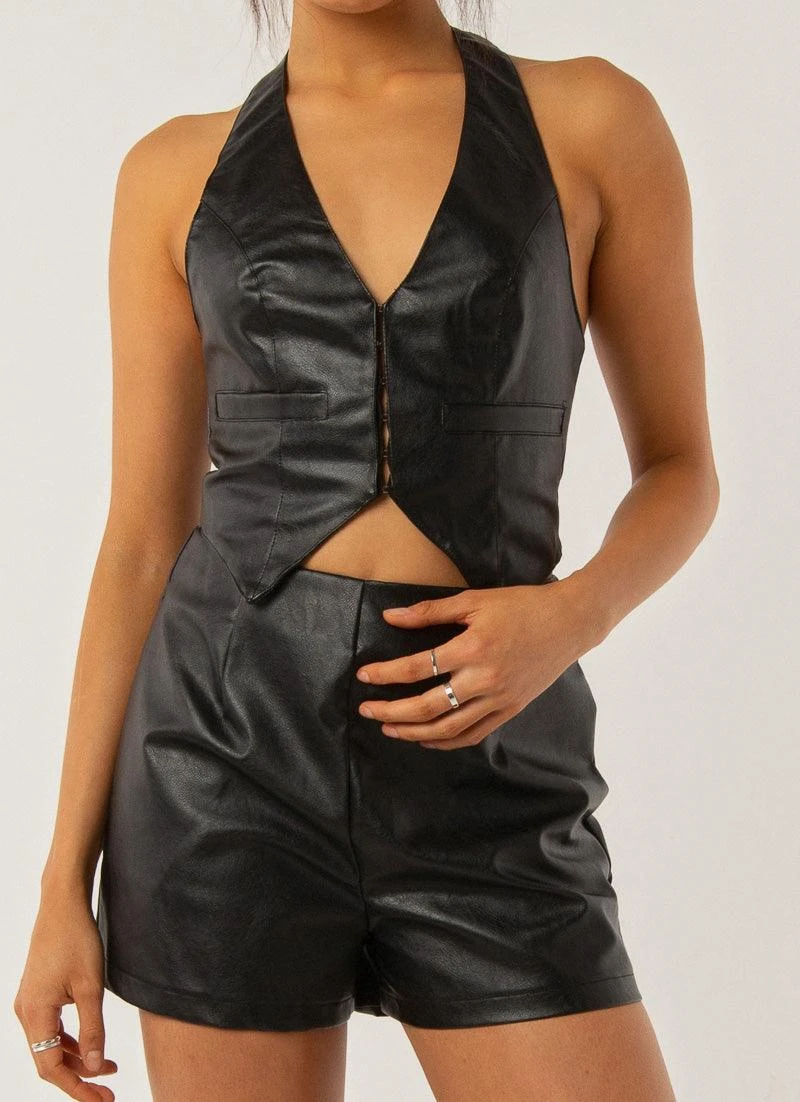 Music Muse Vest Top - Black PU 1 Music Muse Vest Top - Black PU