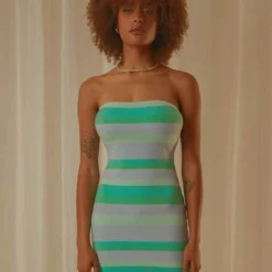 Yasmine Knit Mini Dress - Blue Stripe
