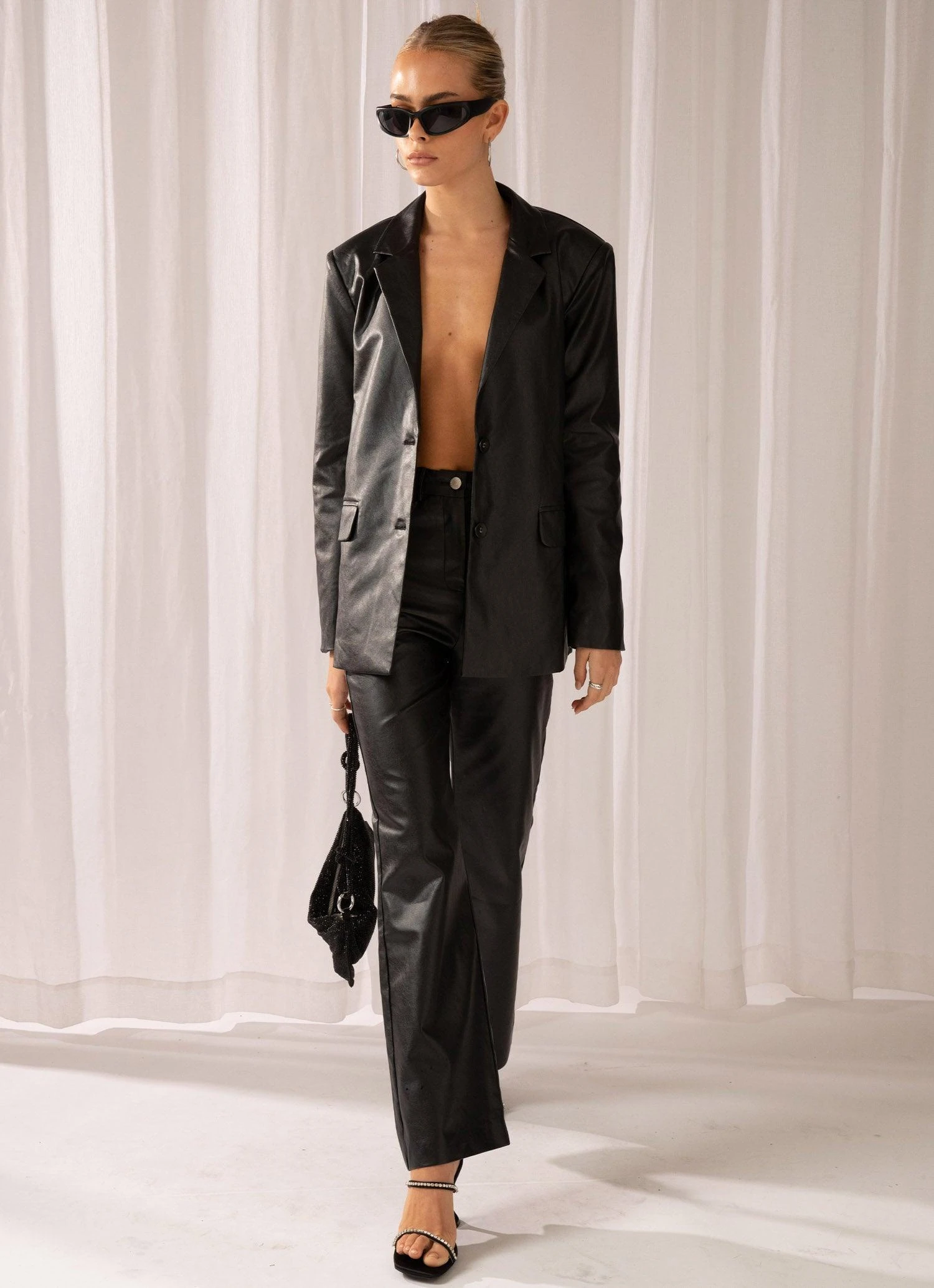 There She Goes PU Blazer - Black 3 There She Goes PU Blazer - Black - Image 3