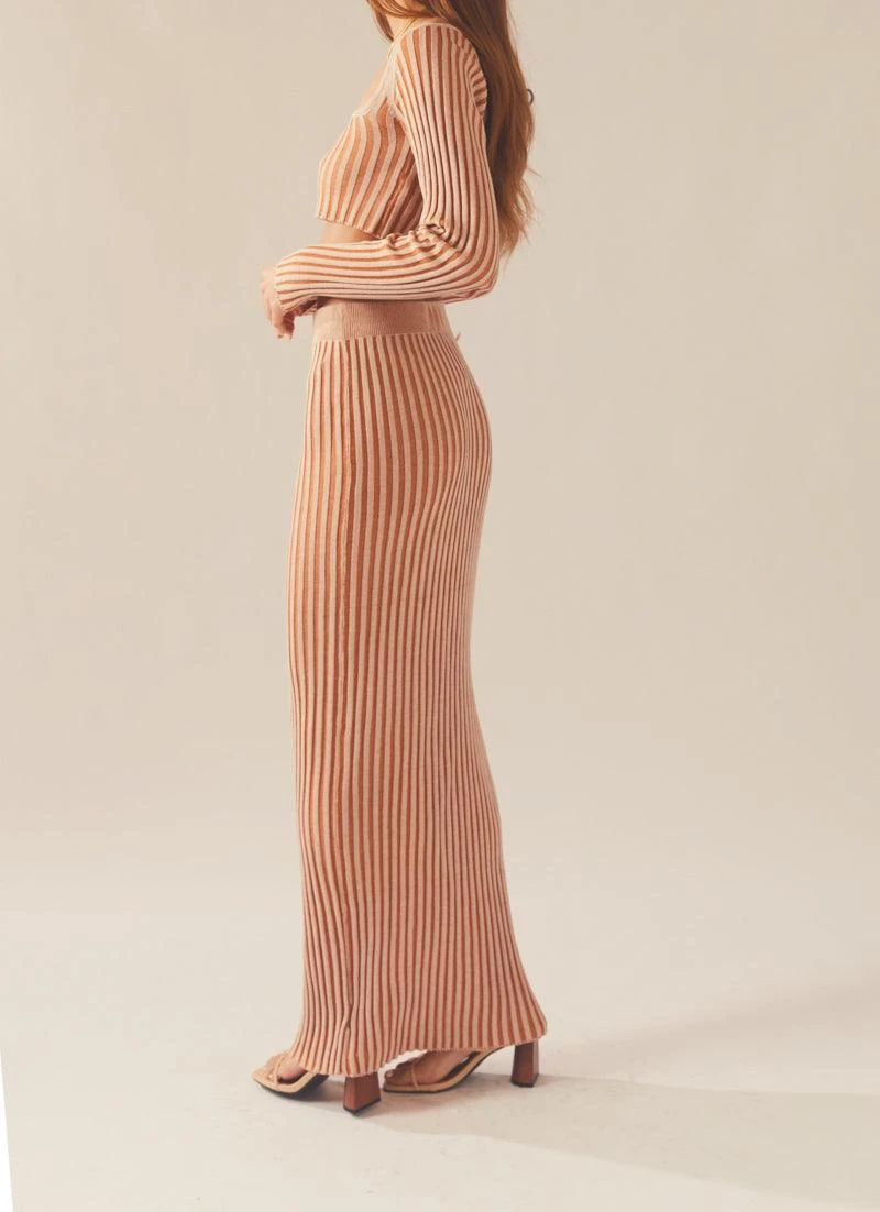 Gwen Two-Tone Knit Skirt - Terracotta 4 Gwen Two-Tone Knit Skirt - Terracotta - Image 4