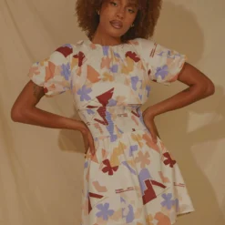 Lani Linen Mini Dress - Abstract Resort