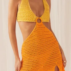 Heaven Crochet Dress - Orange Splice -Stylo Craze Sales Store heaven 1