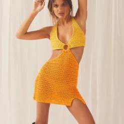 Heaven Crochet Dress - Orange Splice