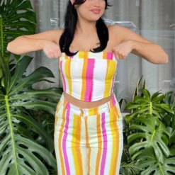 Refreshments Bustier Top - Sunset Stripe